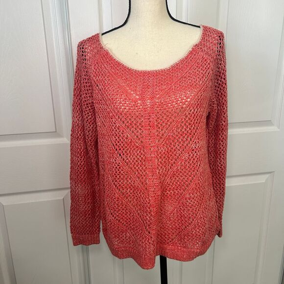 John Paul Richard Sweater Women's Open Knit Coral‎ Size Large - Picture 1 of 6